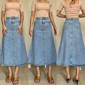 Light Blue Wash Denim Skirt