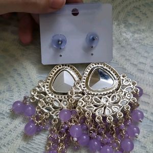 Kundan Purple Earrings