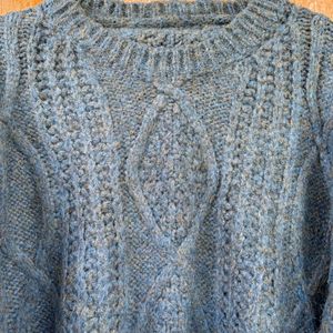 Winter Korean Blue With Yellow Threads Pullover