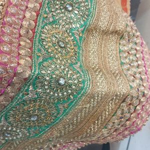 Purple And Golden Lehenga Choli