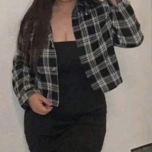 Crop Black Check Shirt