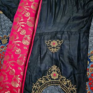 Long Gown Dress With Banarasi Dupatta