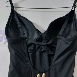 Stylish Black Swimsuit With Silver Buckles