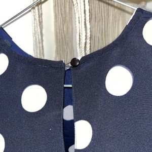 SASSAFRAS- Navy Blue N White Polka Dot Top C