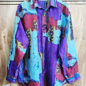 Purple Printed Shirt Size-44