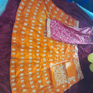 Orange Lehanga With Pink Duppata