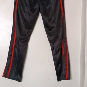 Black Coloured Pants For Women With Red Strips