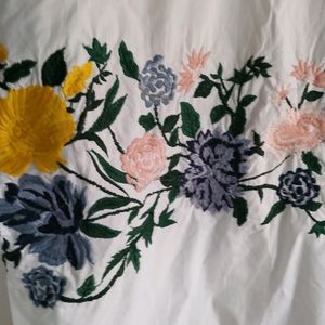 Zara Smart Casual Floral Embroidered Top