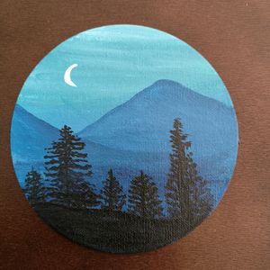 Unique Round Acrylic Painting- Set Of 4