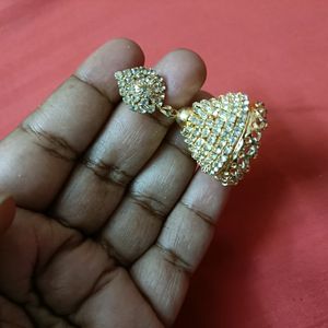 Golden &White Stone Earrings