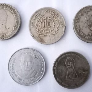 5 Different Commemorative Coins.