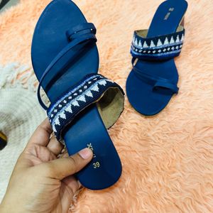 Blue Color Hand Work Max Sandal