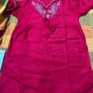 Red, short frock Kurti