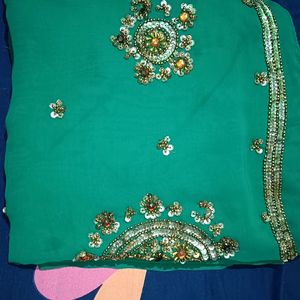 Dark Green Saree 👍