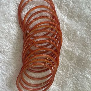 Glass Bangles In Peach Color