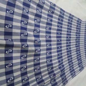 Checked Blue N White Soft Wool Long Skirt.