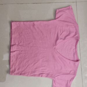 Deep Neck Pink Top