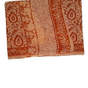 Chocolate brown Cotton Printed Saree New