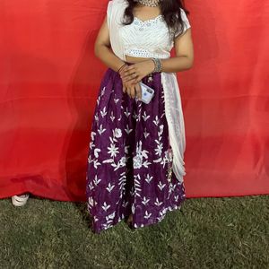 Purple Lehnga With White Blouse