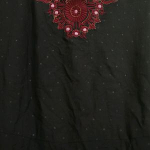 Brown Embroidered Anarkali Kurta With Pants