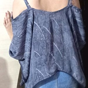 Grey Off Shoulder Crop Top