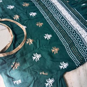 Green Printed Anarkali