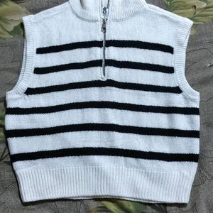 White And Black Line Vest