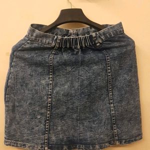 Denim Skirt With Pockets Both Side