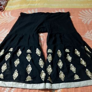 Black Embroidered Kurta With Sharara