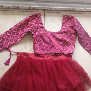 Frill Maroon Lehanga