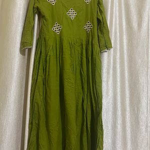 Olive Green Flared Kurta❤️