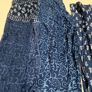 Blue printed Cotton Straight Kurta With Palazzo