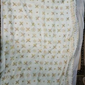 White And Gold Heavy Work Sarees