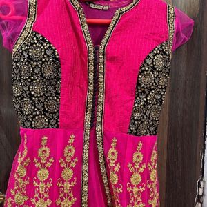 Neww Fuchsia Pink Ethnic Gown With Duppata