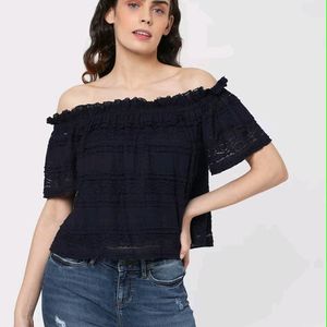 Vera moda Off-shoulder Navy Blue Top