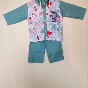 Boy Baby Hooded Shirt With Pant Set