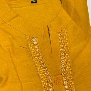 XL | Cotton kurti | Mustard Yellow