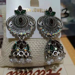 Beautiful ❤️ Silver Oxidize Jhumka Earring