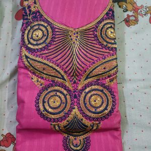 Squen Selt Work Dress Material 3 Pics