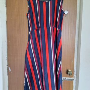 Red White Blue Striped Summer Dress + Waist Bel