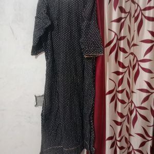 Black polka dot kurta