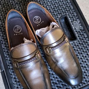 Genuine Leather Olive Patina Penny Loafers