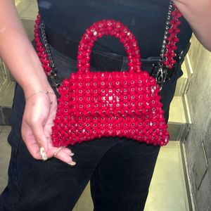 Red Beaded Bag