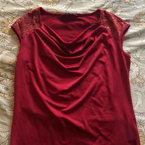 Cowl Neck Line Maroon Fitted Top