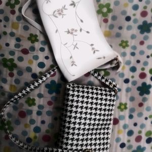 Two Embroidery White And Black Sling Bag