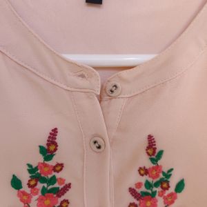 Embroidered Peach Kurta/Dress