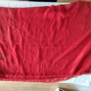 Red Bead Embroidered Saree (Women's)