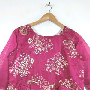 Maroon Floral Print Kurta (Women's)