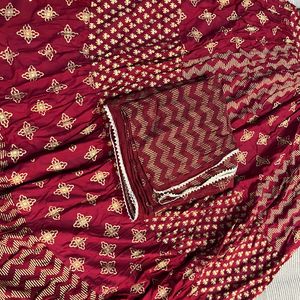 Maroon Gown With Dupatta Set