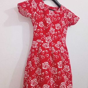 Red Midi Balloon Dress